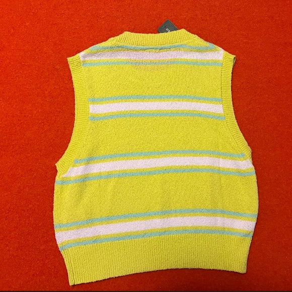 Lime green, blue and white stripe soft terry sweater tank NWT - Picture 6 of 9